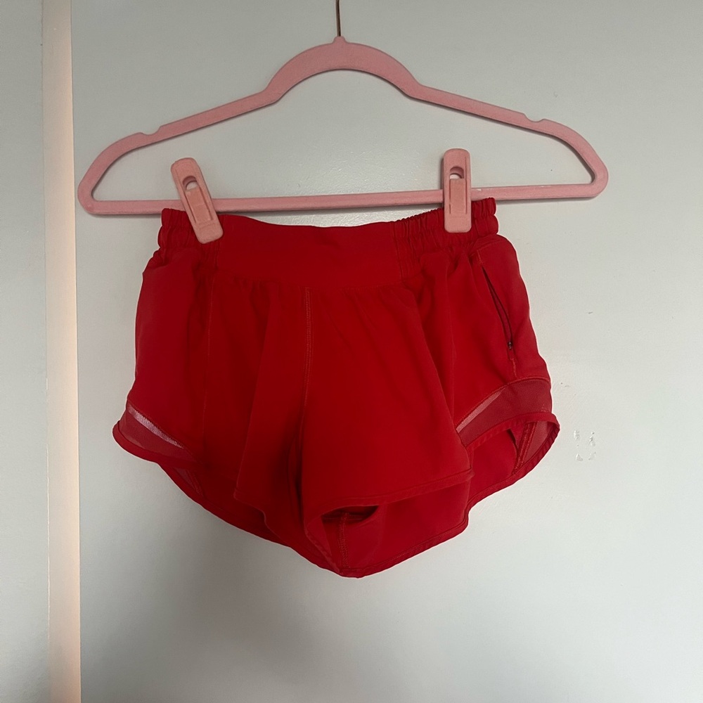 Lululemon Red Hotty Hot Athletic Shorts